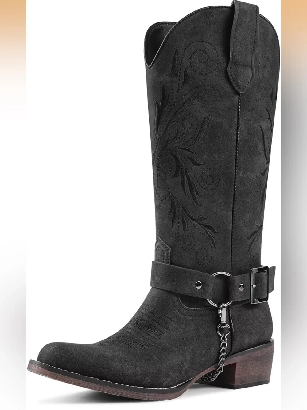 Western Black Embroidered Boots
